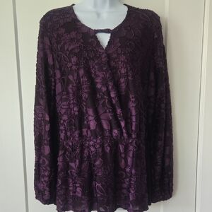 DG2 by Diane Gilman Purple Relaxed Cut Out Tunic